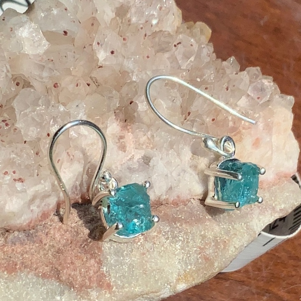 NEON BLUE APATITE 925 STERLING SILVER EARRINGS